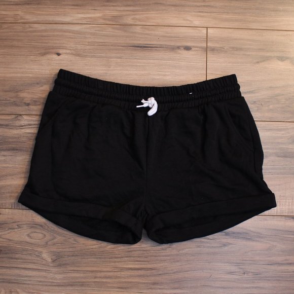 Love Streak Pants - Love Streak Black Drawstring Shorts w/ Pockets M